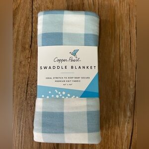 Copper Pearl Blue and White Swaddle Blanket